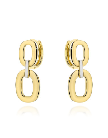 Kolczyki złote owale zdobione białym złotem na kreolu (Gramatura: 2.66)