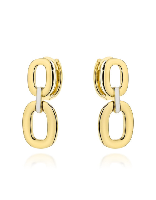 Kolczyki złote owale zdobione białym złotem na kreolu (Gramatura: 2.66)