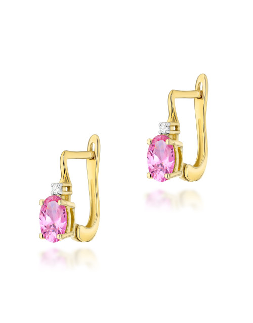 KOLCZYKI K0011 RÓŻOWY TOPAZ