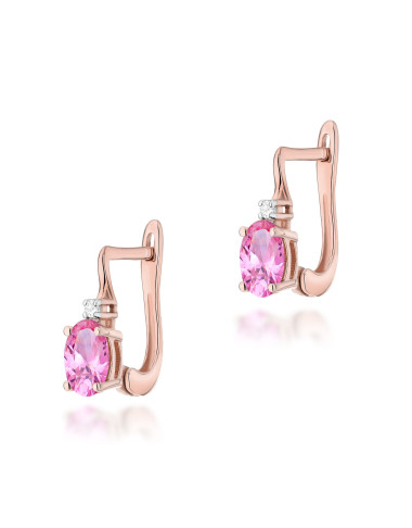 KOLCZYKI K0011R RÓŻOWY TOPAZ