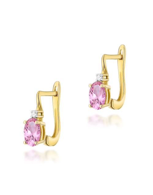 KOLCZYKI K0011 RÓŻOWY SZAFIR