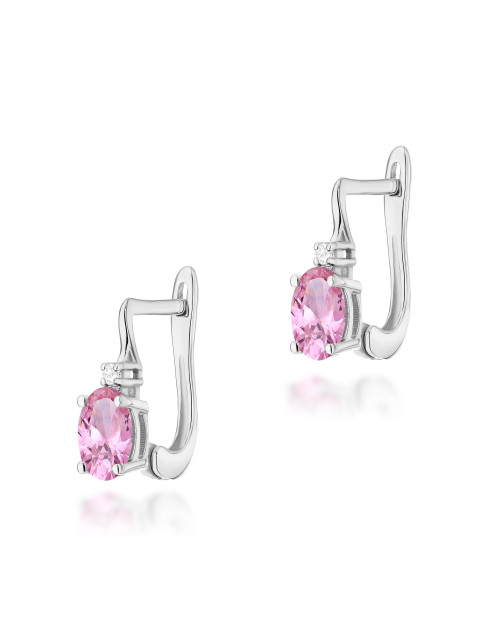 KOLCZYKI K0011 RÓŻOWY SZAFIR