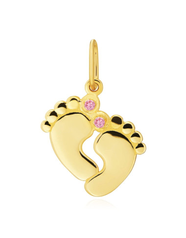 Zawieszka złota stópki z różowymi cyrkoniami (Gramatura: 0.66)