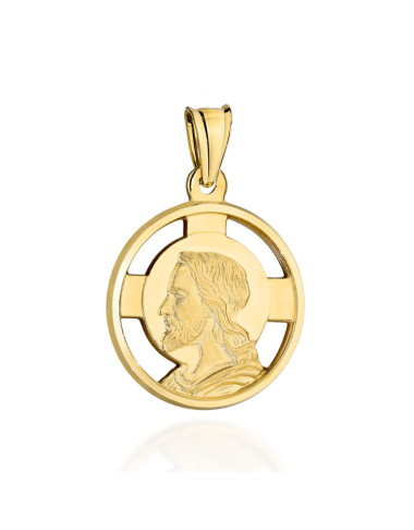 Medalik złoty okrągły wizerunek Jezusa duży (Gramatura: 2.34)