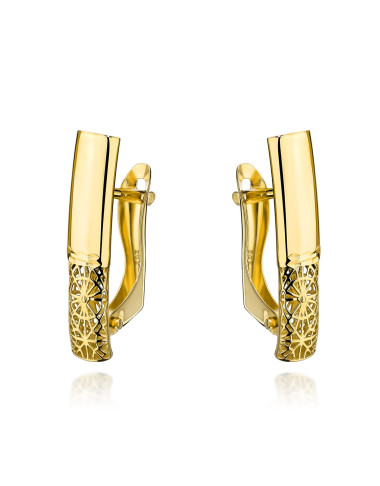 Kolczyki złote prostokąty z ażurowym zdobieniem (Gramatura: 1.60)