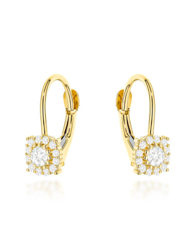 Kolczyki złote zdobione cyrkoniami na angielskim zapięciu (Gramatura: 1.54)