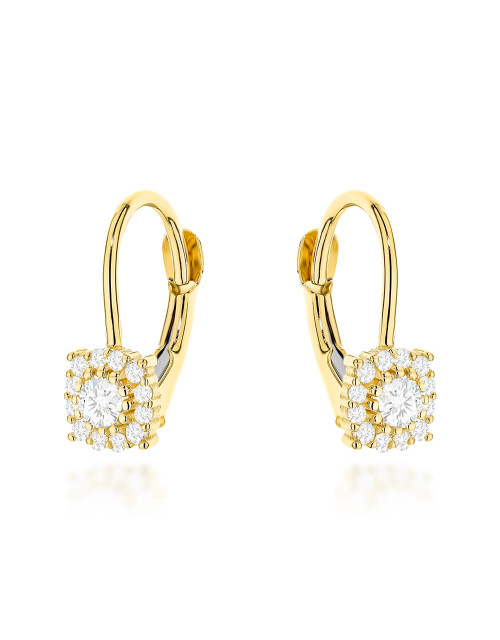 Kolczyki złote zdobione cyrkoniami na angielskim zapięciu (Gramatura: 1.54)