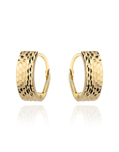 Kolczyki złote prostokątne zdobione diamentowaniem (Gramatura: 1.58)