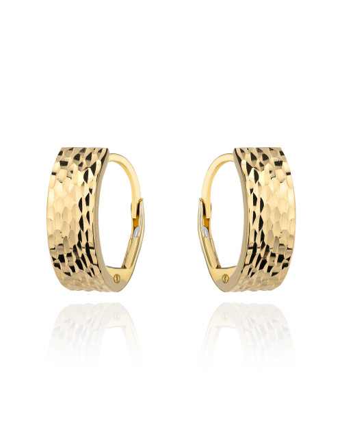 Kolczyki złote prostokątne zdobione diamentowaniem (Gramatura: 1.58)