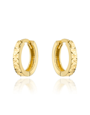 Kolczyki złote kółeczka z diamentowaniem