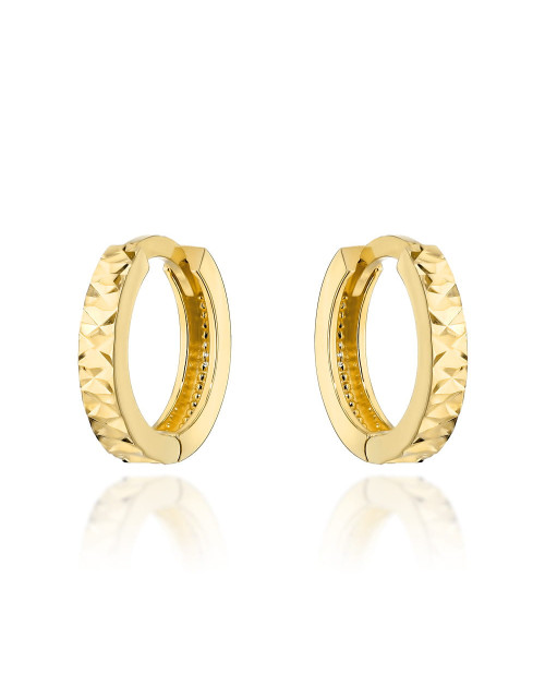 Kolczyki złote kółeczka z diamentowaniem