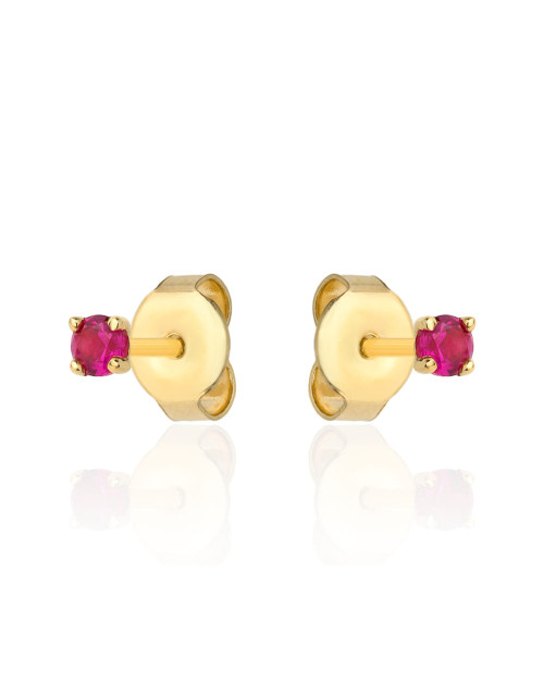 Kolczyki złote centralna rubinowa cyrkonia (Gramatura: 0.56)