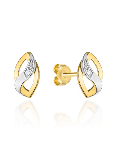 Kolczyki złote łezka zdobiona cyrkonią i rodowaniem (Gramatura: 1.15)