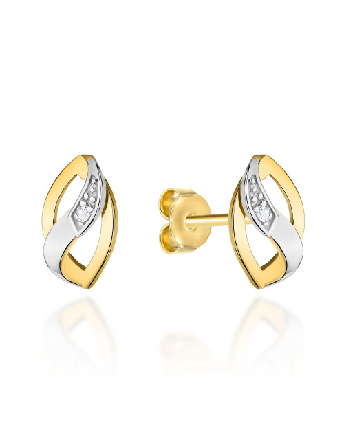 Kolczyki złote łezka zdobiona cyrkonią i rodowaniem (Gramatura: 1.15)