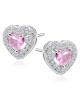 Srebrne kolczyki pr. 925 Cyrkonia różowa - serca