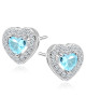 Srebrne kolczyki pr. 925 Cyrkonia akwamarynowa - serca