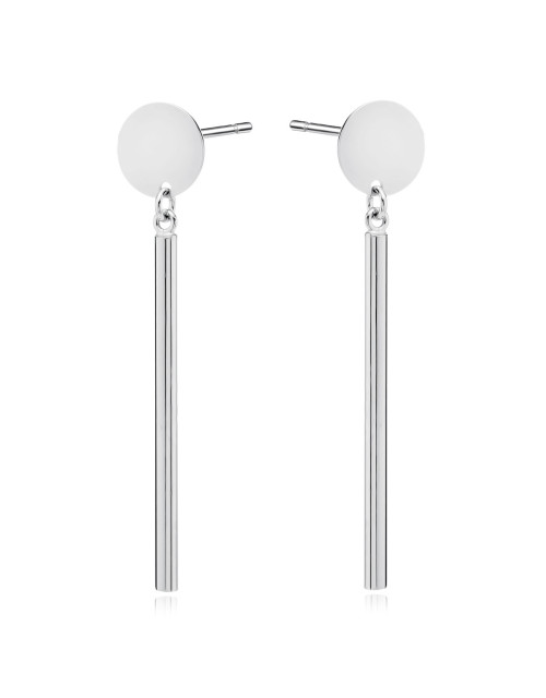 Srebrne kolczyki pr.925 okrągła blaszka i pręcik