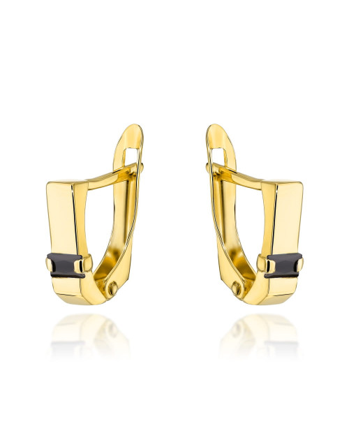 Kolczyki złote z czarnym prostokątnym kamieniem (Gramatura: 1.53)