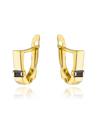 Kolczyki złote z czarnym prostokątnym kamieniem (Gramatura: 1.55)