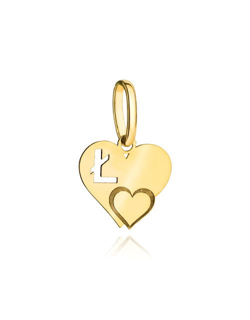 Zawieszka złota literka Ł z serduszkiem (Gramatura: 0.31)
