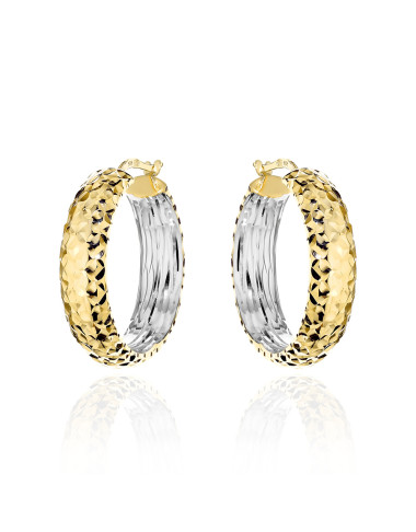 Kolczyki złote koła diamentowane z szeroką szyną w dwóch kolorach złota (Gramatura: 5.15)