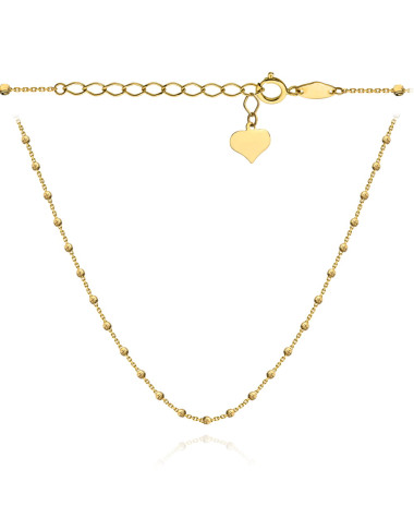 Naszyjnik złoty z diamentowanymi kuleczkami i serce 42+3cm (Gramatura: 2.64)