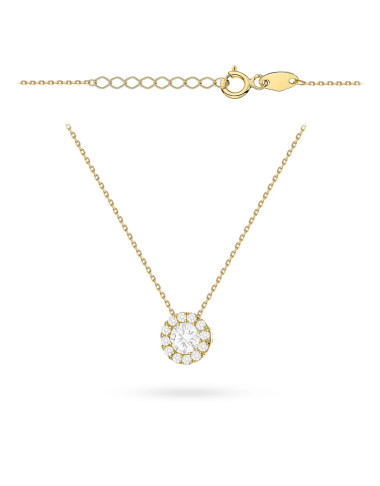 Naszyjnik złoty kółko wysadzane cyrkoniami z ażurowym tyłem (Gramatura: 1.93)