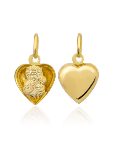 Medalik złoty Matka Boska Częstochowska w sercu pr. 585 zawieszka (Gramatura: 0.56)