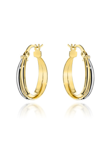 Kolczyki złote kółka dwa kolory złota na angielskim zapięciu (Gramatura: 1.72)