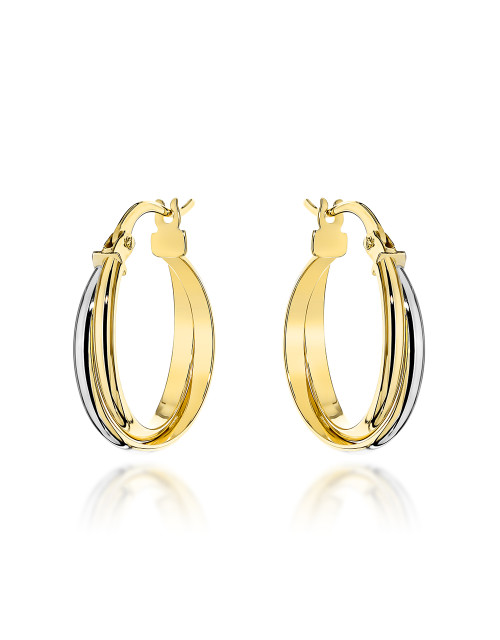 Kolczyki złote kółka dwa kolory złota na angielskim zapięciu (Gramatura: 1.72)