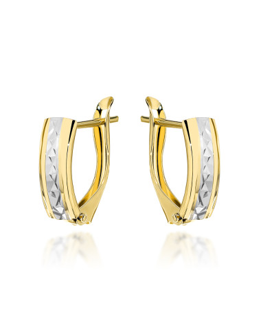 Kolczyki złote z diamentowaniem na środku na angielskim zapięciu (Gramatura: 1.14)