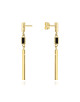 Kolczyki złote wiszące pałeczki z czarnym kamieniem (Gramatura: 1.29)