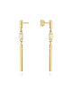 Kolczyki złote wiszące pałeczki z białym kamieniem (Gramatura: 1.33)