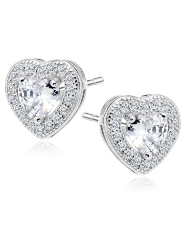 Srebrne kolczyki pr. 925 Cyrkonia biała - serca
