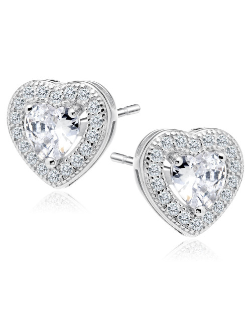 Srebrne kolczyki pr. 925 Cyrkonia biała - serca