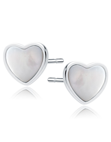Srebrne kolczyki pr.925 serca z masą perłową