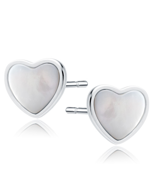Srebrne kolczyki pr.925 serca z masą perłową