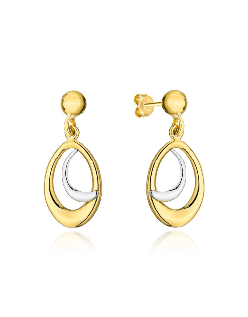 Kolczyki złote owal i księżyc w białym złocie (Gramatura: 1.18)