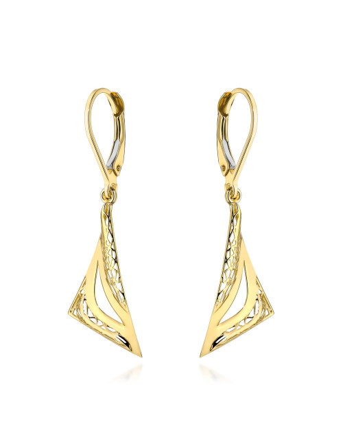 Kolczyki złote trójkąty i ażur (Gramatura: 1.78)