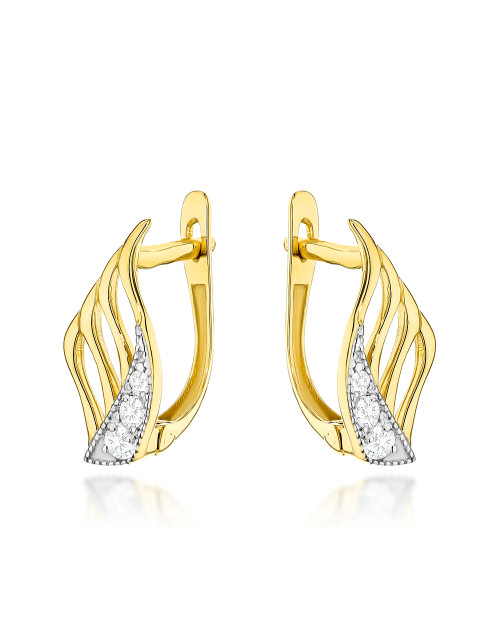 Kolczyki złote skrzydła zdobione cyrkoniami (Gramatura: 2.02)