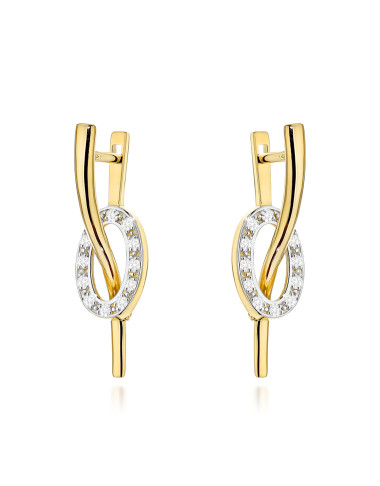 Kolczyki złote fala i owal z cyrkoniami (Gramatura: 3.80)