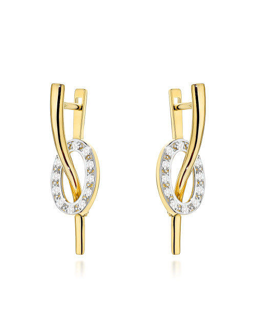 Kolczyki złote fala i owal z cyrkoniami (Gramatura: 3.80)