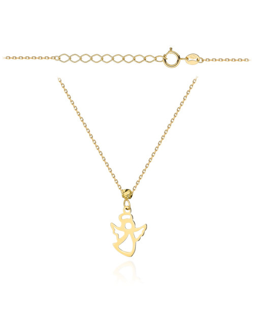 Naszyjnik złoty aniołek i diamentowana kulka super lekki (Gramatura: 0.77)