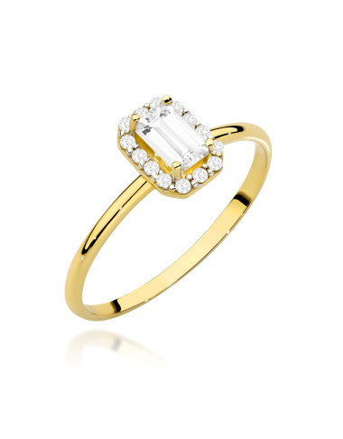 Pierścionek złoty z prostokątnym kamieniem w oprawie cyrkonii (Rozmiar: 10 pr. 585 Gramatura: 1.03)
