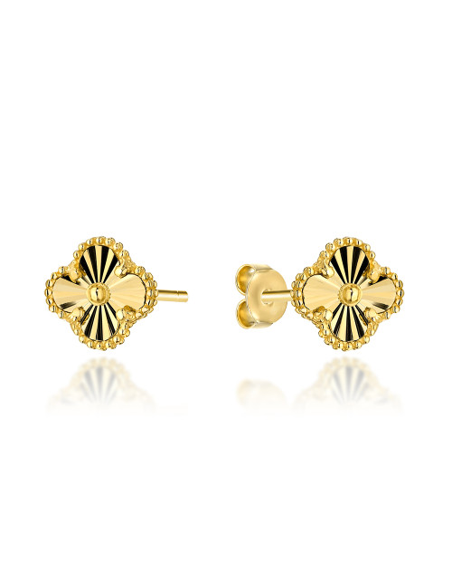 Kolczyki złote z diamentowaną koniczynką 10mm (Gramatura: 1.80)