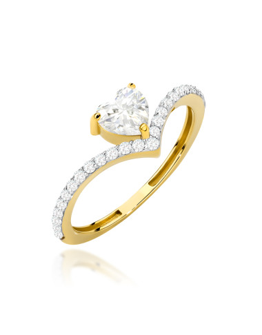 Pierścionek złoty z sercem zdobiony cyrkoniami (Rozmiar: 17 pr. 585 Gramatura: 1.51)