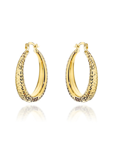 Kolczyki złote koła zdobione diamentowaniem z szeroką szyną (Gramatura: 2.95)