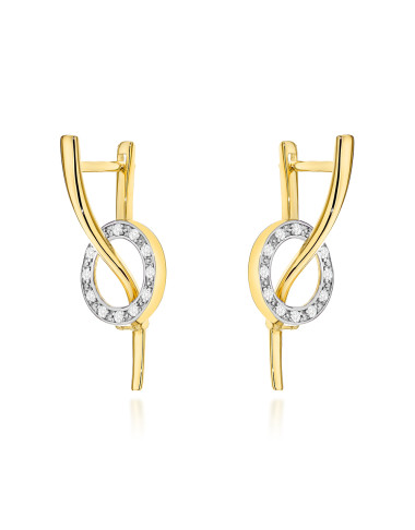 Kolczyki złote fala i kółko z cyrkoniami (Gramatura: 3.81)