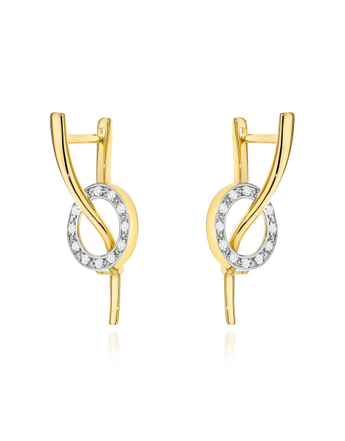 Kolczyki złote fala i kółko z cyrkoniami (Gramatura: 3.89)