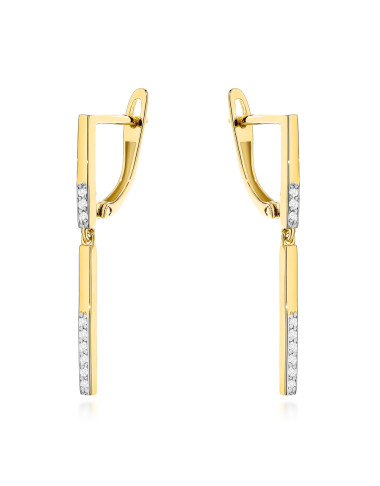 Kolczyki złote pręcik z cyrkoniami na angielskim zapięciu (Gramatura: 1.95)